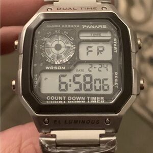 Panars 8113 43mm Men’s Watch Digital Homage to Casio Royale Silver or Gold